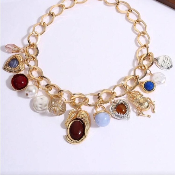 Zara Gold Multi-Gemstone Charm Necklace - Picture 2 of 6